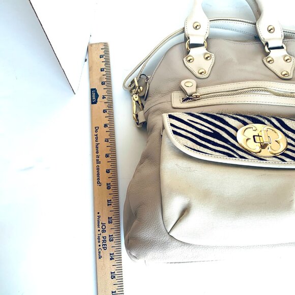 EMMA FOX LEATHER PURSE BAG POCKETBOOK COMPUTER BAG COW PRINT ACCENT PERFECT - Picture 4 of 15